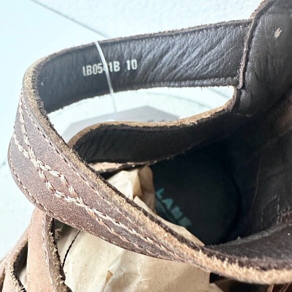 Lane Boots BECCA Womens Brown Wedges Sz 10 Western Style Sandals Cowgirl 4" Heel - Picture 10 of 12